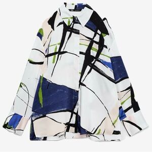 Abstract Patterned Button-Up Shirt